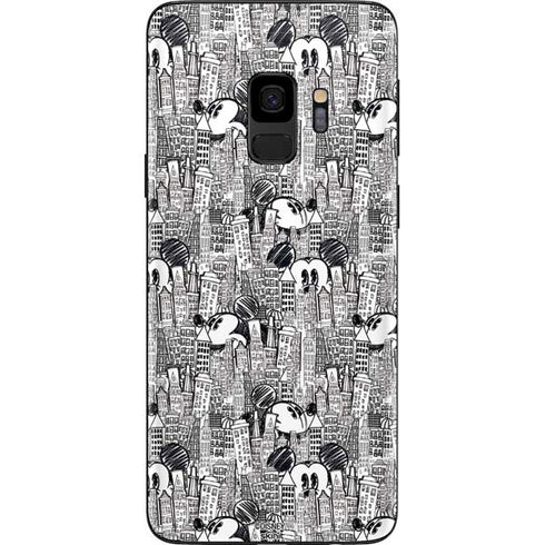 Disney Mickey Mouse Cityscape Sketch Galaxy S9 Skin